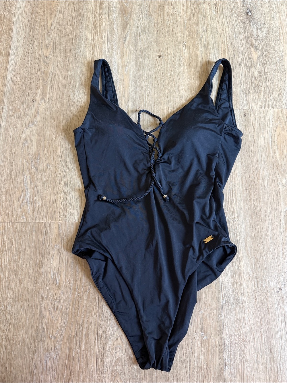 Banana Moon Black Lace Up One Piece Swimsuit 38